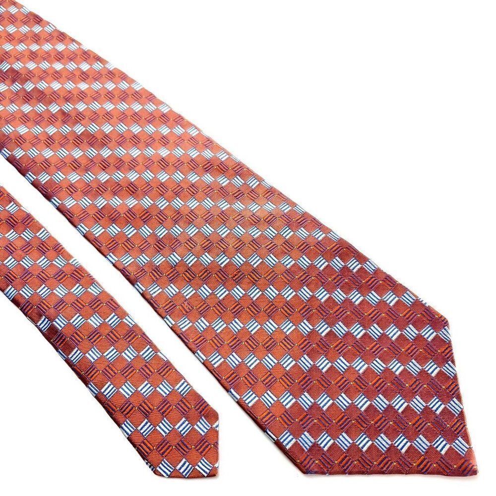 Alexander Julian Colours Silk Tie Woven Orange Geometric Wide